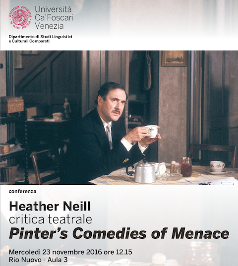 Poster for Heather Neill speaking on Harold Pinter in Venice