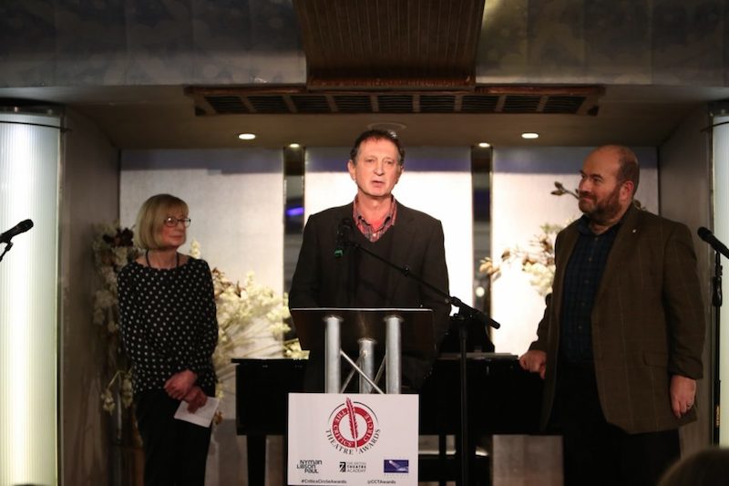 David Lan receives Critics Circle Theatre Award with Heather Neill and Mark Shenton